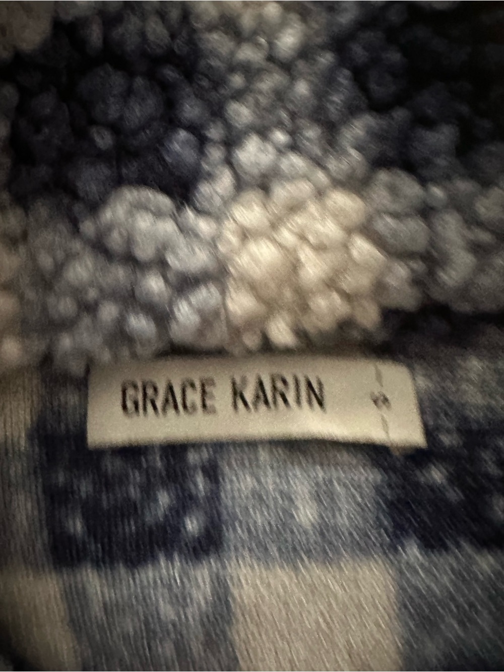 3/$25✨ Oversized Grace Karin Navy & Cream Sherpa Shacket Jacket Sz S - Picture 5 of 7